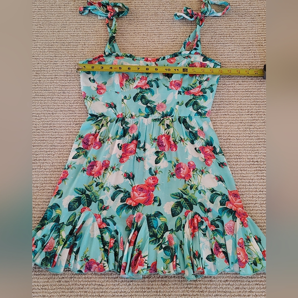 Betsey Johnson Mint Green and Pink Floral Mini Dress - Picture 6 of 8